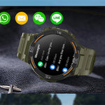 Smartwatch Military Men 360*360 HD Screen Flashlight Health Monitoring Waterproof Heart Rate BT Call Smart Watch For Android IOS