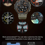 Smartwatch Military Men 360*360 HD Screen Flashlight Health Monitoring Waterproof Heart Rate BT Call Smart Watch For Android IOS