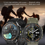 Smartwatch Military Men 360*360 HD Screen Flashlight Health Monitoring Waterproof Heart Rate BT Call Smart Watch For Android IOS