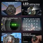 Smartwatch Military Men 360*360 HD Screen Flashlight Health Monitoring Waterproof Heart Rate BT Call Smart Watch For Android IOS